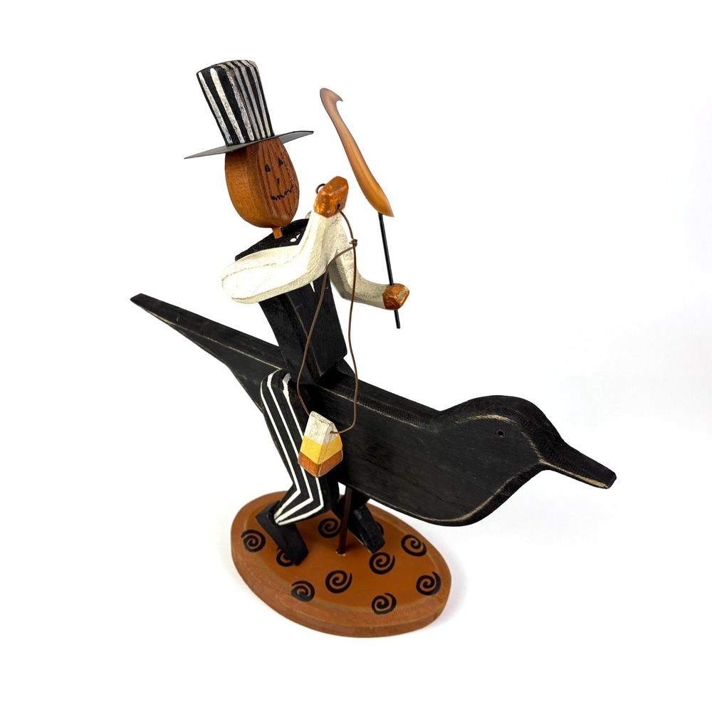 Primitives by Kathy Stand Up‎ Jack on Crow Dan DiPaolo Wooden Folk Art Halloween - Picture 5 of 15